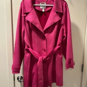 Isaac Mizrahi Hot Pink Belted Trench Coat